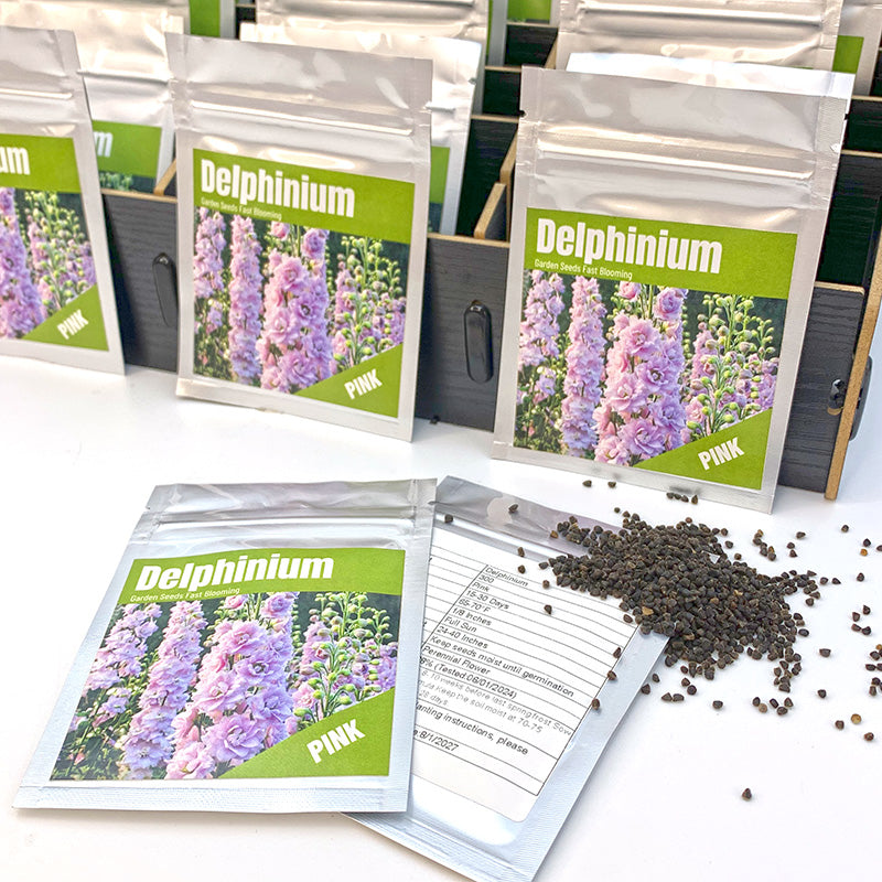 Delphinium Seeds(300/Pack),Perennial Flower,Soft Pink,Attracts Bees, Attracts Butterflies